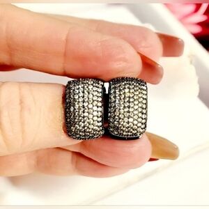 Womens Jewelry Stainless Steel Black Cubic Zirconia Drop Earrings